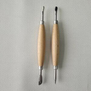 Leather Carving Tools, Metal, Double Heads, Stylus Modelling Point, Deep/Shallow Spoon Embossing, Stroke Pen, Dotting Awl