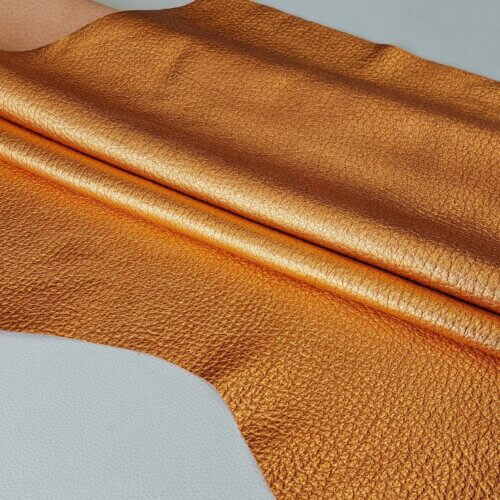 Haberdashery leather - brown gold color, small textured, soft, 1,5mm - Image 2