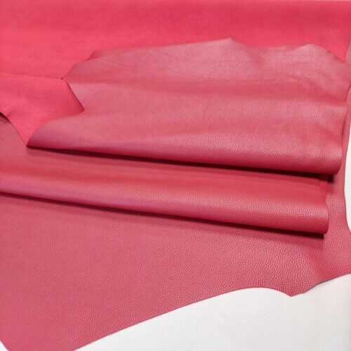Haberdashery leather - Red, texture "Dollaro", medium firmness, 1,6-1,8mm - Image 2