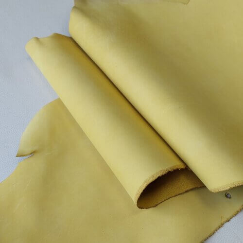 Vegetable tanned leather - Yellow, "Nubuck" medium rigid, "Polos" 2,2mm, 210x40cm - Image 2