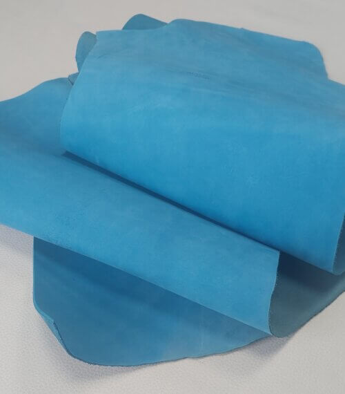 Vegetable tanned leather - Light blue, "Nubuck" medium rigid, "Polos" 1,8mm, 150x35cm - Image 2