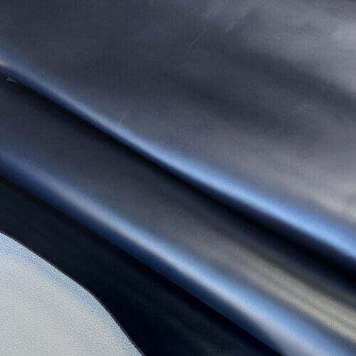 Vegetable tanned leather - Dark blue, medium rigid, "Polos" 2,0mm, 180x45cm - Image 2