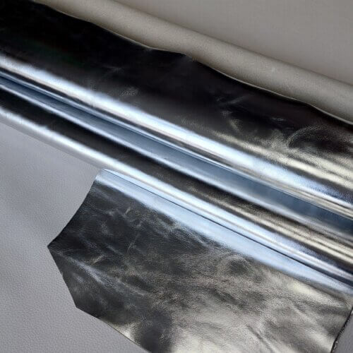 Galanterinė oda - Sidabrinė spalva, minkšta, lygi, 1,2mm, 90x90cm - Image 2