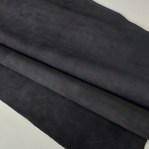 Galanterinė oda - Juoda, zomšas, vidut. kietumo, 1,8-2,0mm, 135x66cm - Image 2