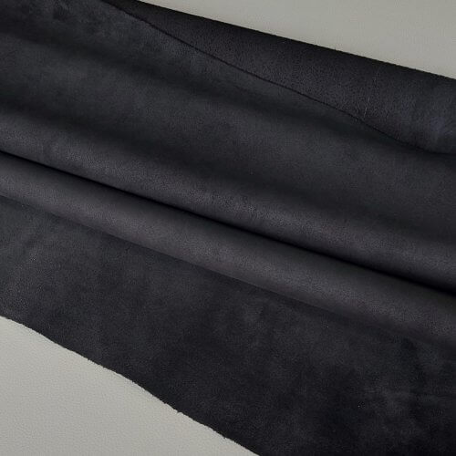 Galanterinė oda - Juoda, zomšas, vidut. kietumo, 1,6-1,8mm, 123x85cm - Image 2