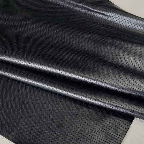 Natural leather - Black, perforated MK3, soft, shiny, 1,2mm, 130x90cm - Image 2
