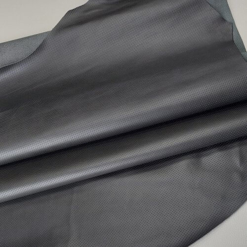 Natural leather - Dark gray, perforated MK3, soft, shiny, 1,2mm, 165x70cm - Image 2