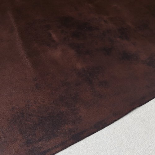 Haberdashery leather - Vegetable leather, dark brown, soft, "aged effect", 1,6mm, 110x80cm - Image 3